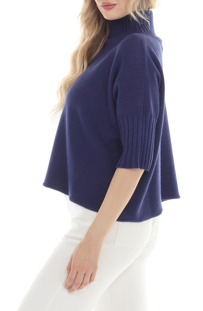 RAIN AND ROSE Mock Neck Boxy Sweater, Alternate, color, Navy