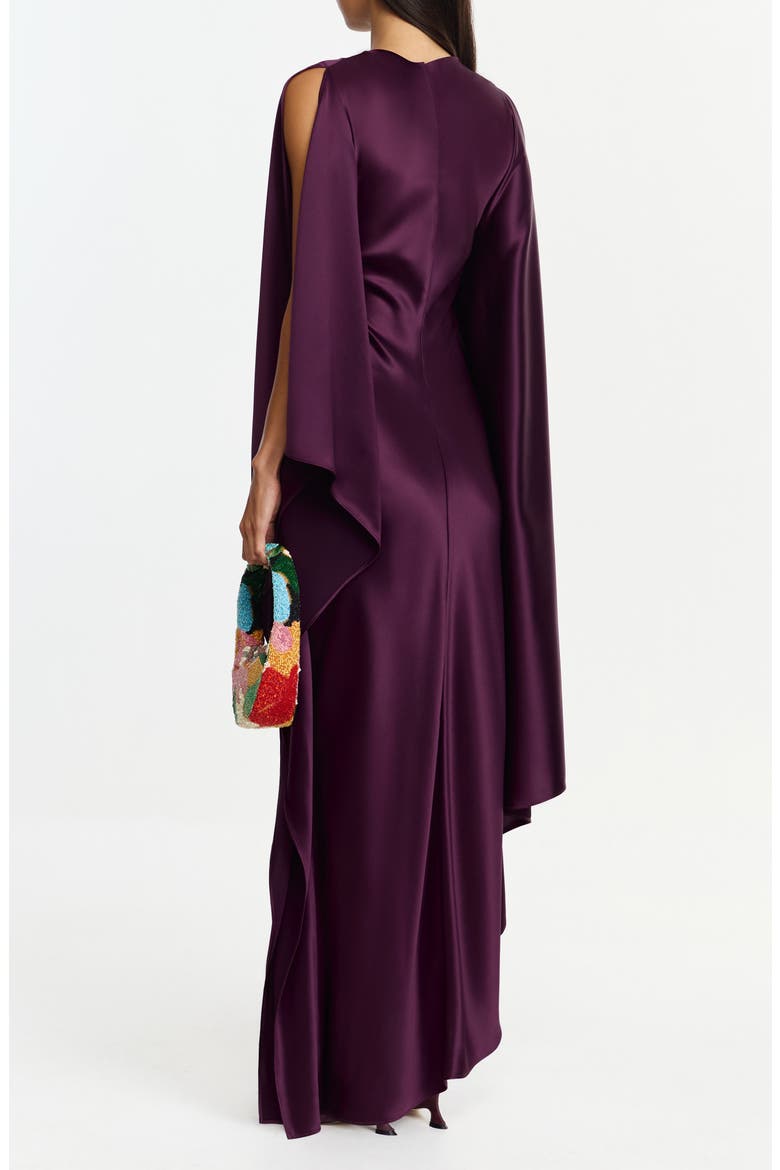 Jarvis Long Sleeve Satin Gown, Alternate, color, FIG