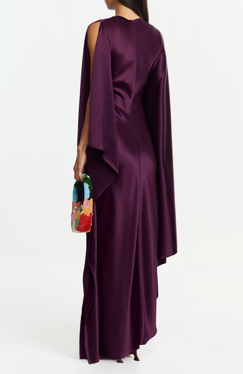Acler Jarvis Long Sleeve Satin Gown, Alternate, color, Fig