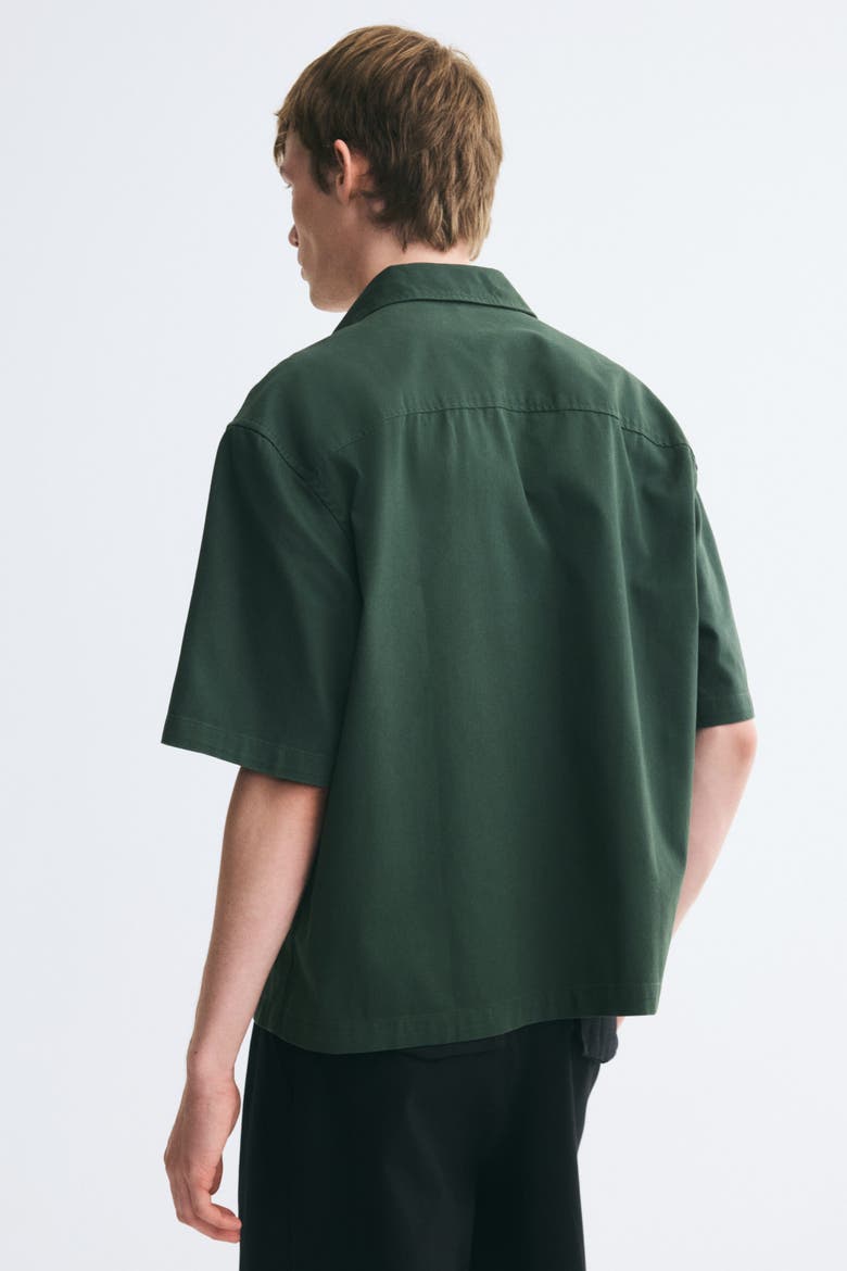Relaxed-Fit Short-Sleeved Appliquéd Shirt, Alternate, color, Dark green/Manhattan