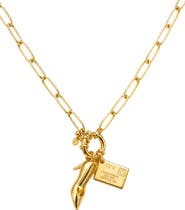 Argento Vivo Sterling Silver Shoe & Shopping Bag Charm Pendant Necklace
