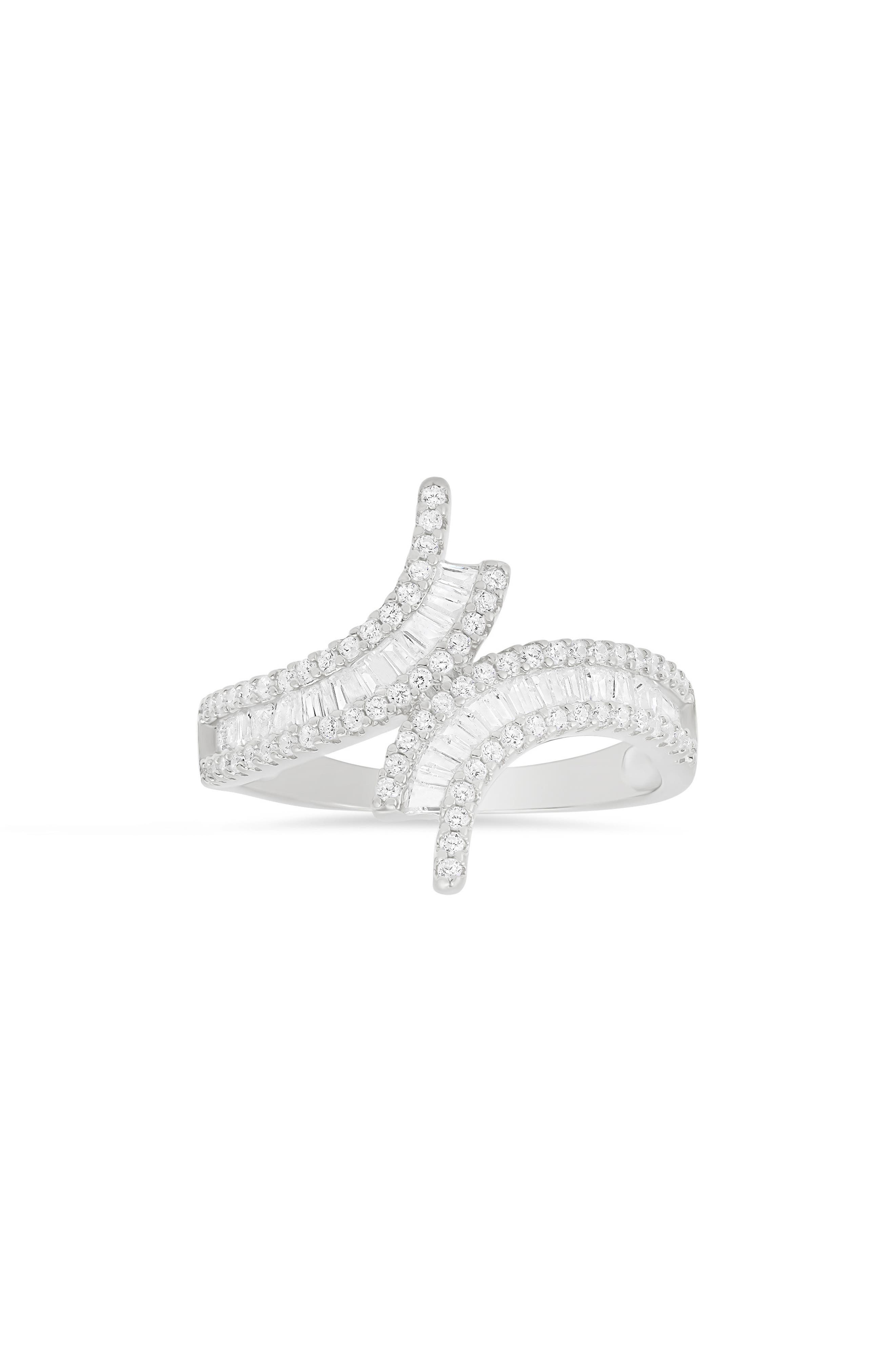 Queen Jewels Baguette Cut Cubic Zirconia Bypass Ring