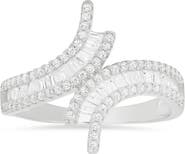Queen Jewels Baguette Cut Cubic Zirconia Bypass Ring