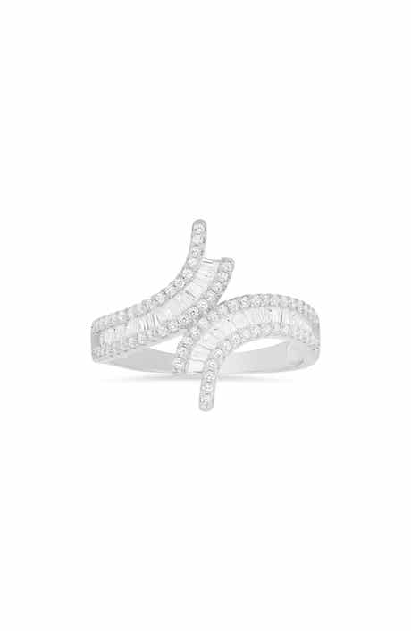 Queen Jewels Baguette Cut Cubic Zirconia Bypass Ring