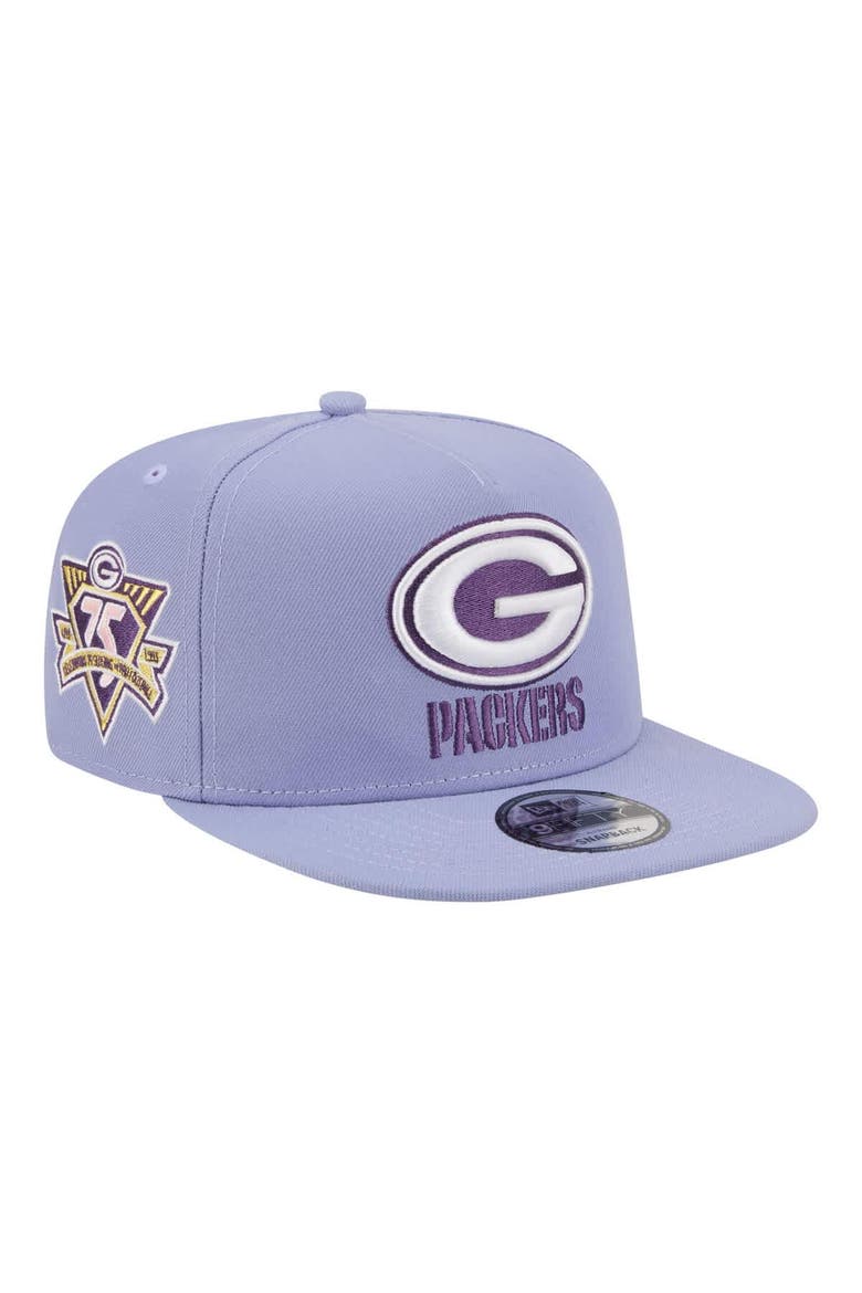 Men's New Era  Lavender Green Bay Packers Bloom A-Frame 9FIFTY Snapback Hat, Main, color, Lavender