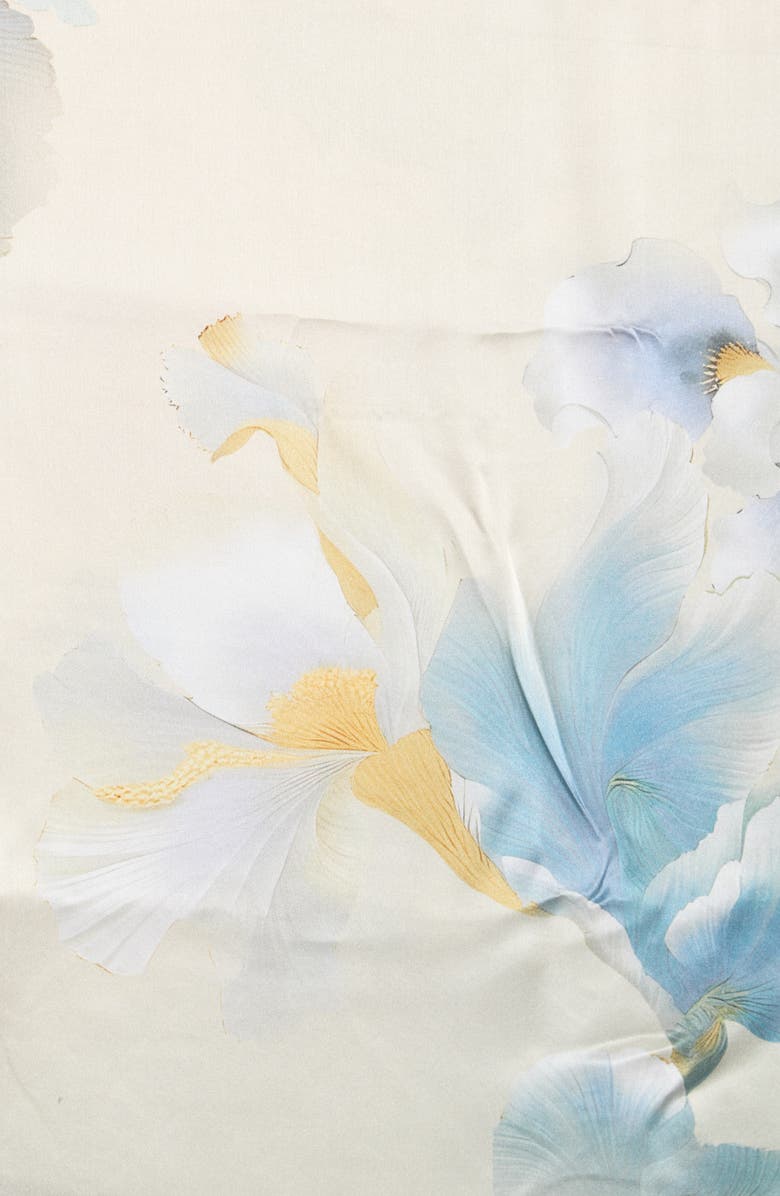 La Fiorentina Floral Print Silk Scarf, Alternate, color, Beige