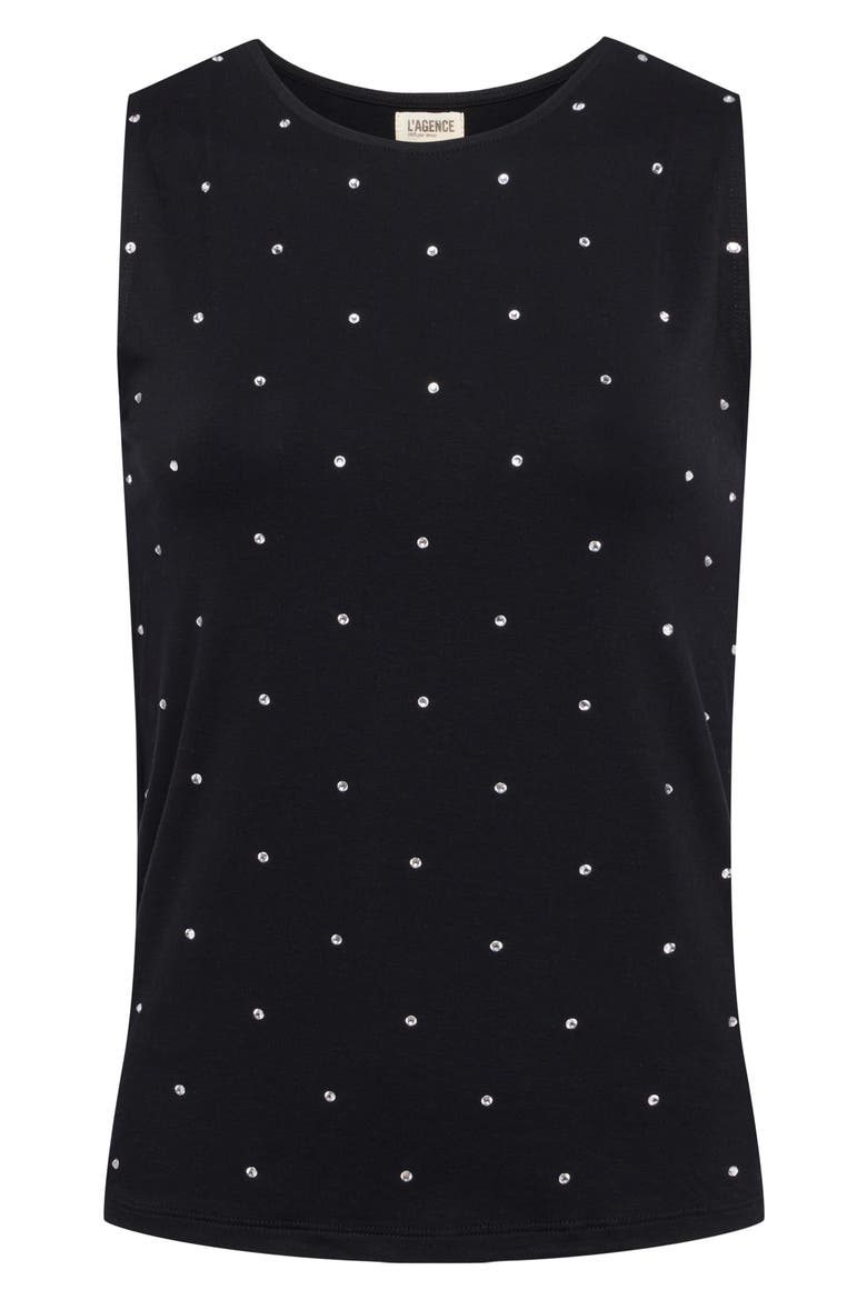 Shelly Rhinestone Embellished Tank Top, Alternate, color, BLACK