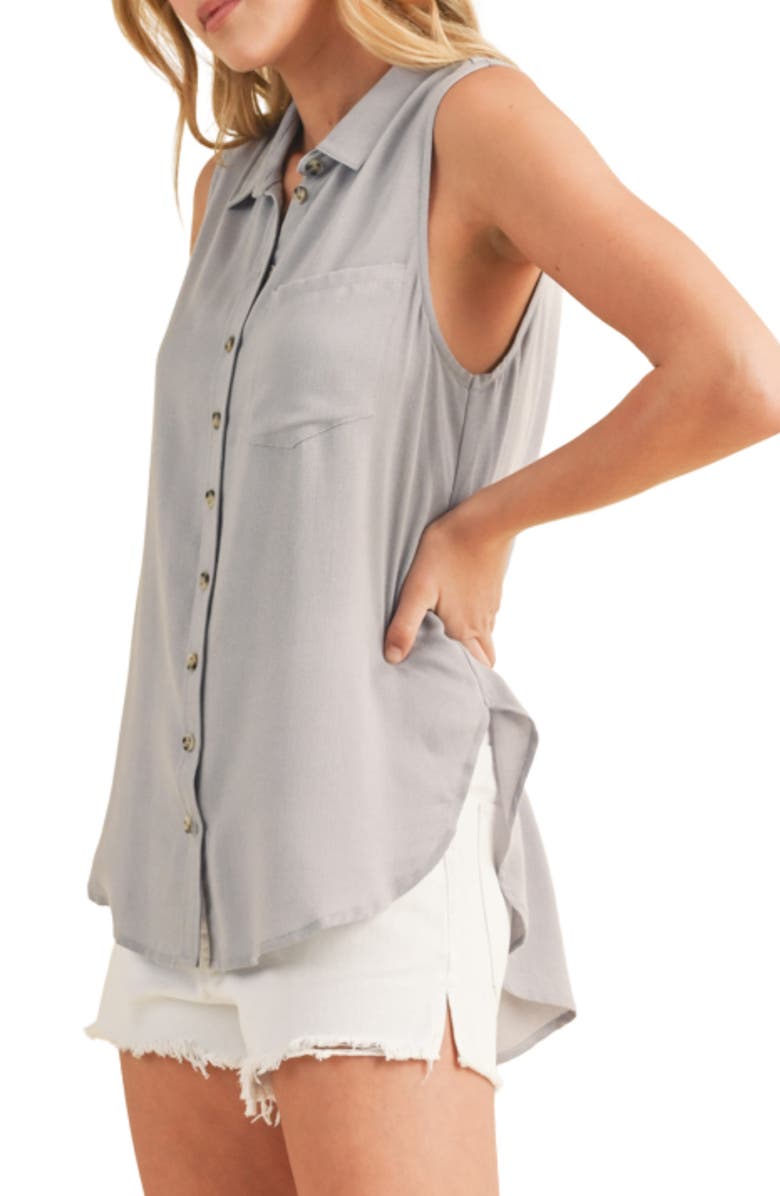 WISHLIST Sleeveless Button Up Shirt, Alternate, color, Cloud