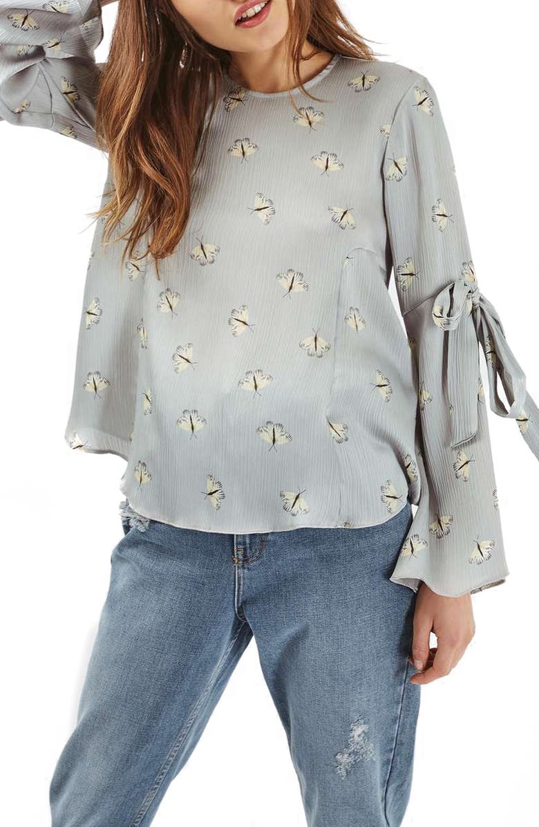 Topshop Moth Print Top, Main, color, 