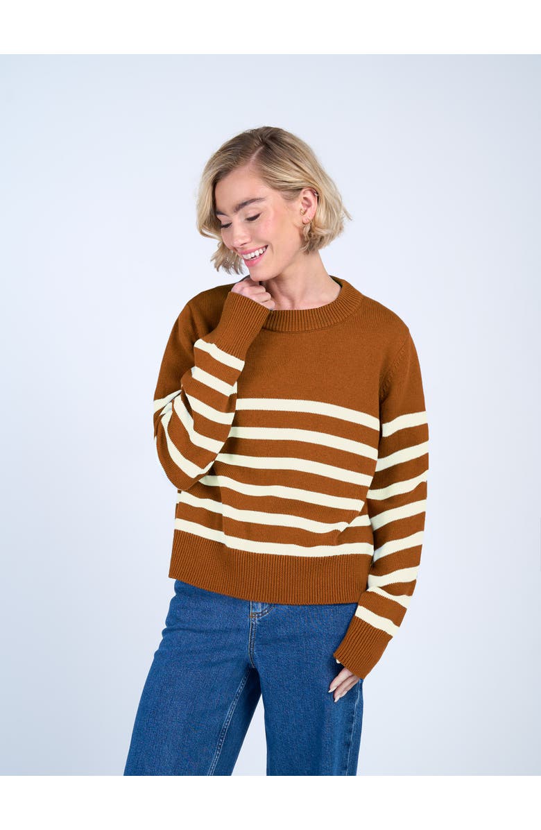 Kettlewell Long Sleeve Boxy Stripe Crew Sweater, Main, color, Ginger & Soft White
