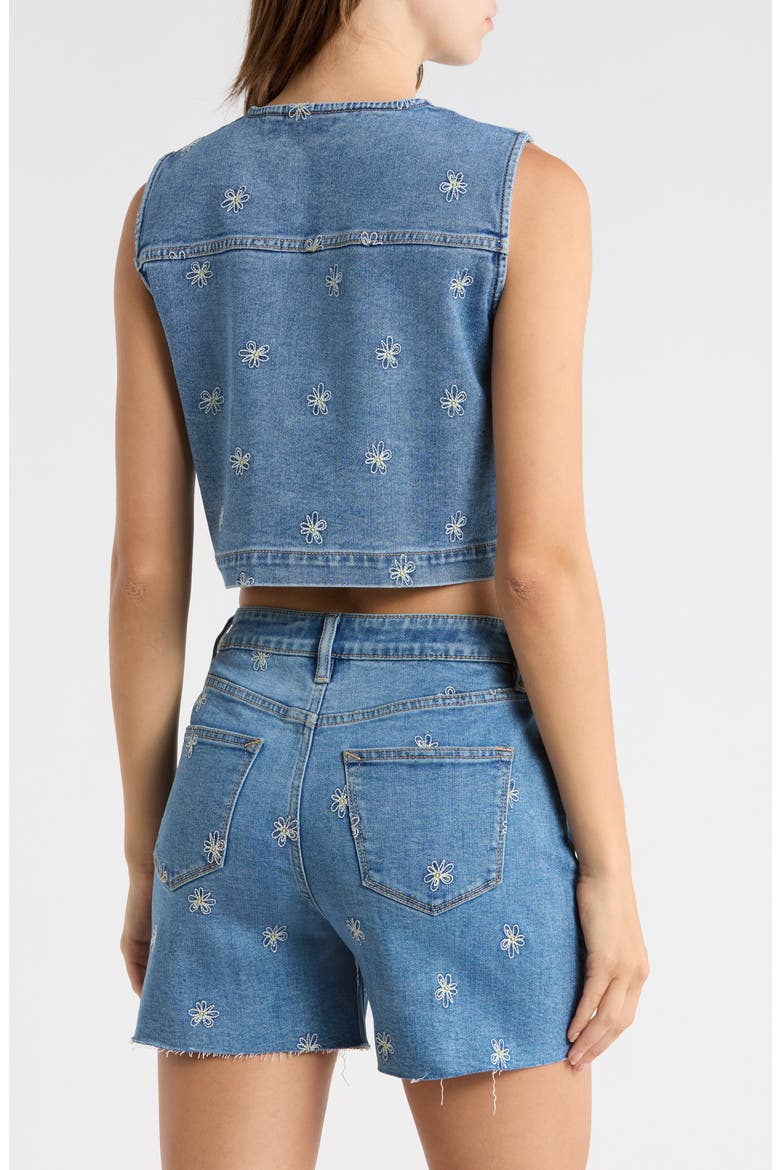 Daisy Embroidered Denim Vest, Alternate, color, LIGHT WASH