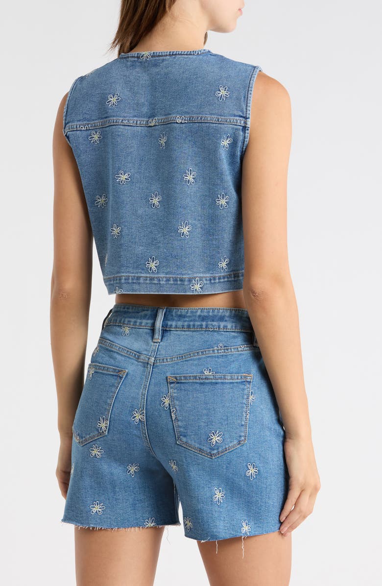 Vigoss Daisy Embroidered Denim Vest, Alternate, color, Light Wash