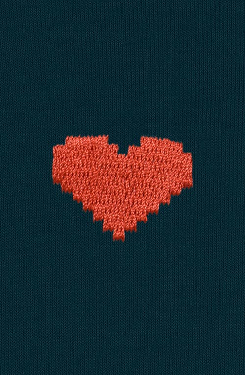 Dalix Pixel Heart Cropped Hoodie In Atlantic Green