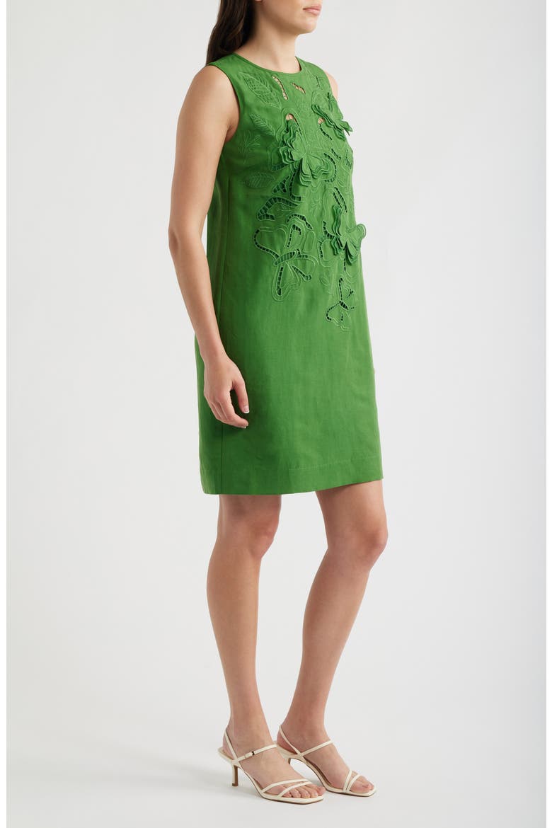 The Isabella Embroidered Sleeveless Dress, Alternate, color, PARADISE GREEN