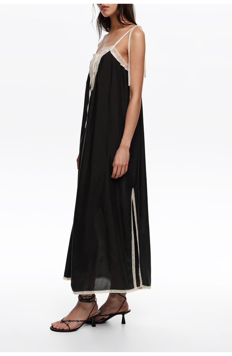 Bimba y Lola Silk Lace Strappy Dress, Alternate, color, Black