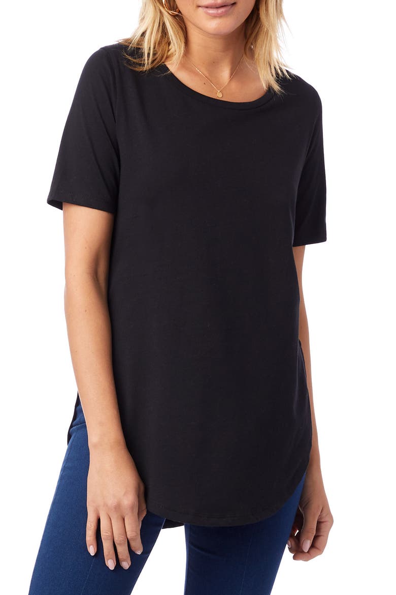 Organic Cotton Half Sleeve Tunic, Main, color, TRUE BLACK