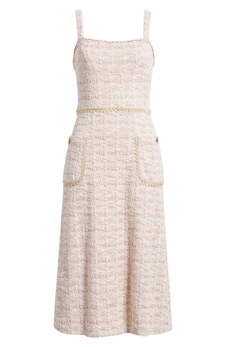 Black Halo Amaranta Bouclé Tweed Midi Dress, Alternate, color,