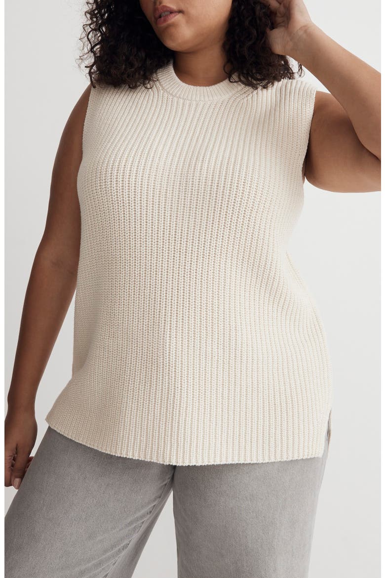 Ribbed Long Sweater Vest, Alternate, color, ANTIQUE CREAM