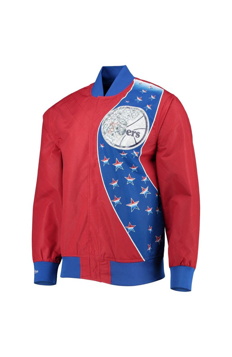 Mitchell & Ness Men's Philadelphia 76ers Red Mitchell & Ness Hardwood Classics 75th Anniversary Authentic Warmup Full-Snap Jacket, Alternate, color, 