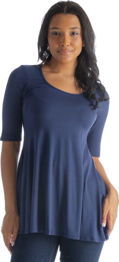 売れ筋商品|||２４セブンコンフォート カットソー トップス レディース Petite Elbow Sleeve Swing Crew Neck Tunic Top Navy 24seven Comfort Apparel Petites Elbow Sleeve Swing Tunic Top