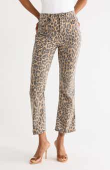 Good American Good Kick Flare Leopard Print Jeans