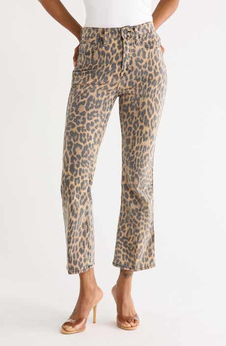 Good American Good Kick Flare Leopard Print Jeans