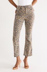 Good American Good Kick Flare Leopard Print Jeans