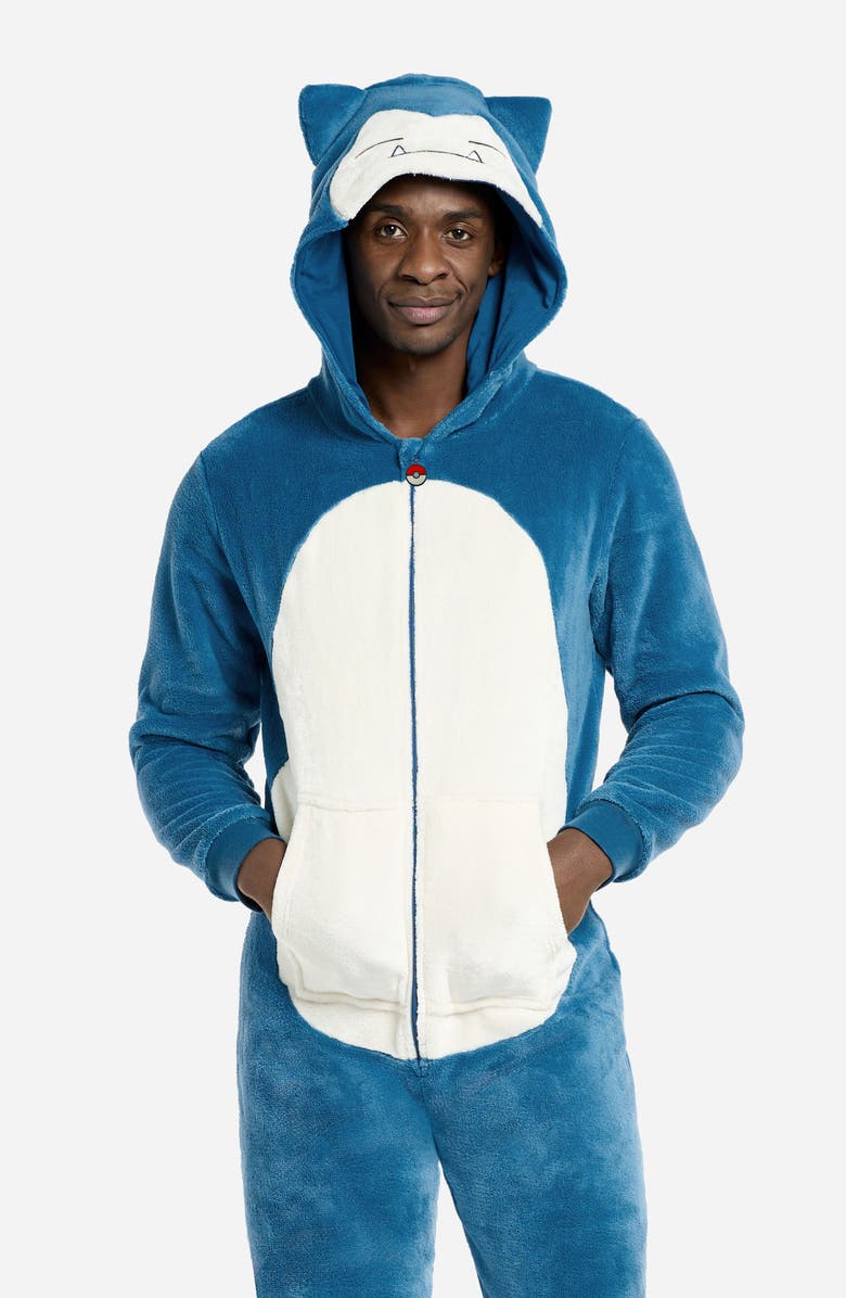 OppoSuits Snorlax Pokémon<sup>™</sup> Long Sleeve Hooded Fleece Jumpsuit, Alternate, color, Blue