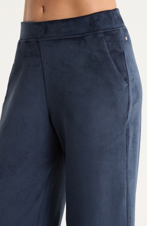 Zella Wide Leg Rib Velour Pants In Blue