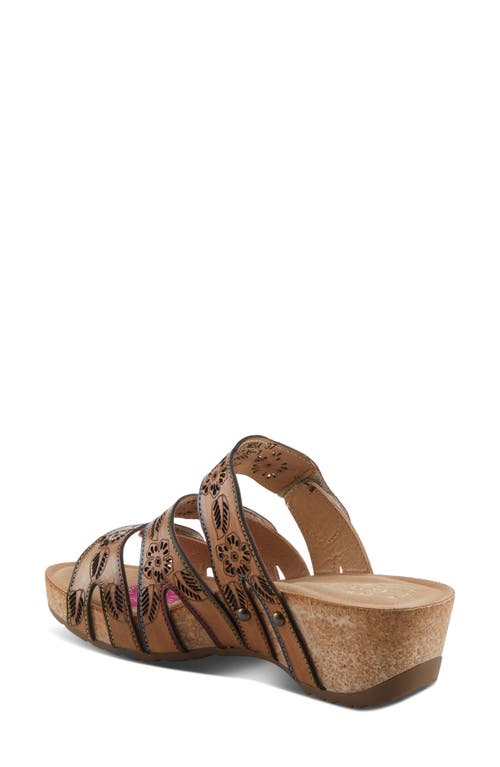 L'artiste By Spring Step Carbone Platform Slide Sandal In Tan Multi