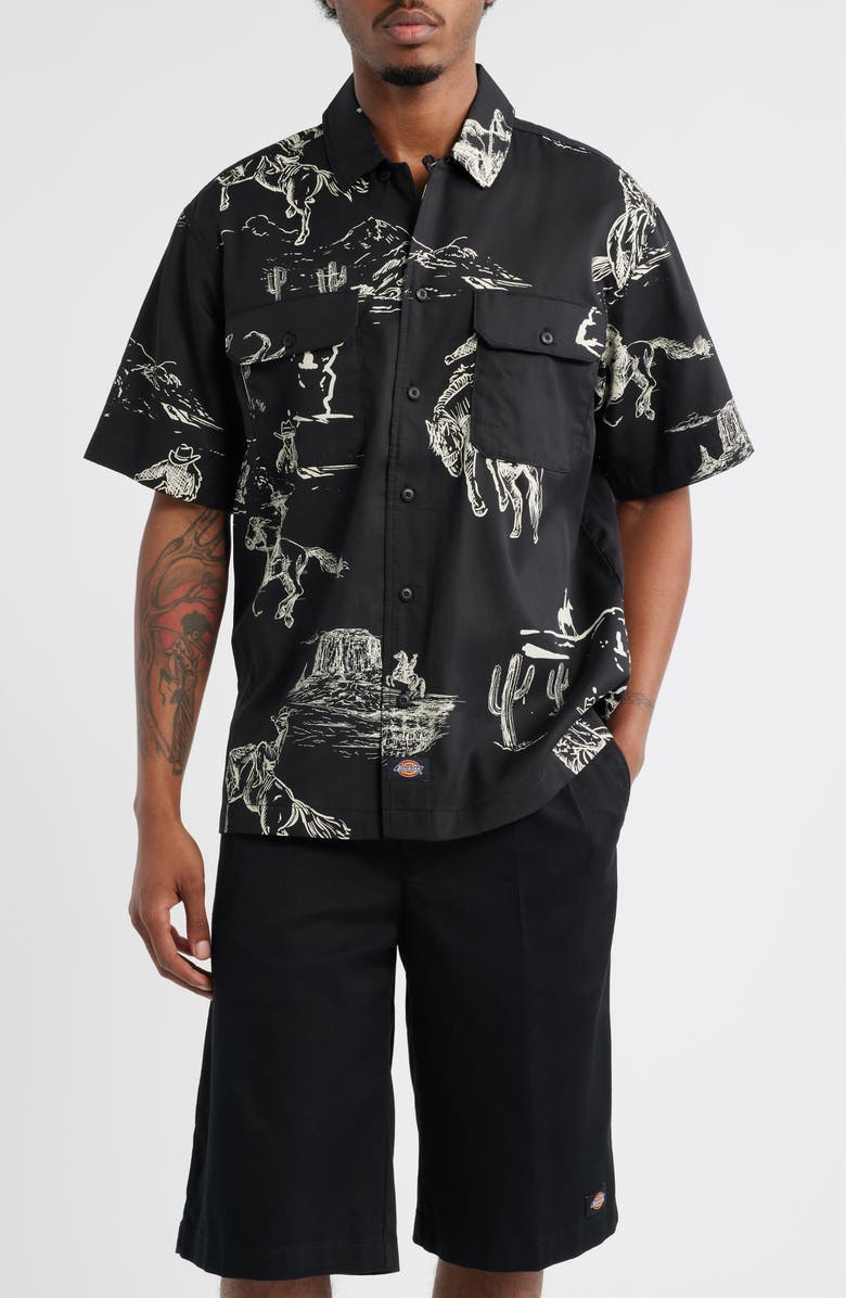 Dickies Savage Work Button-Up Shirt, Main, color, Black