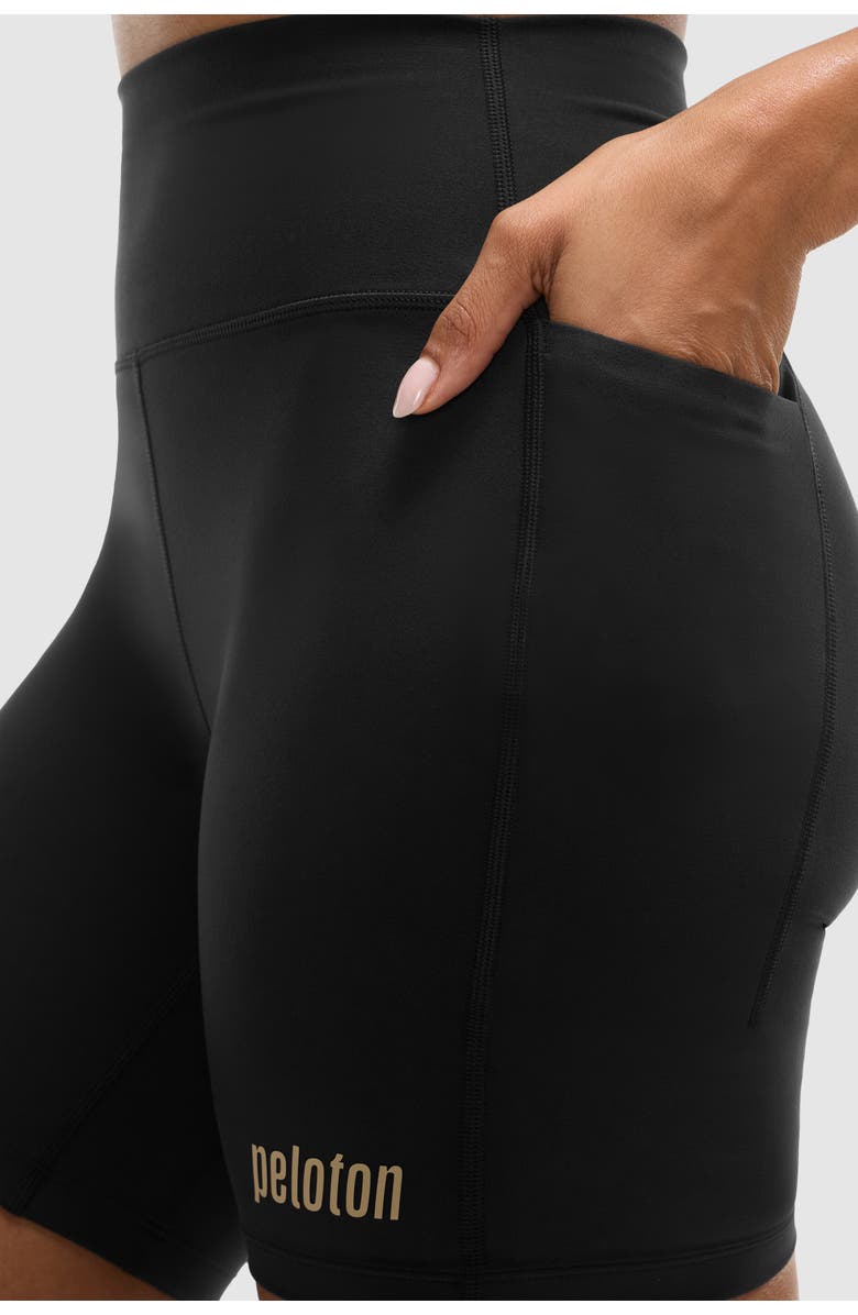 Peloton Cadent 7" High Rise Pocket Bike Short, Alternate, color, Black - Peloton Wordmark