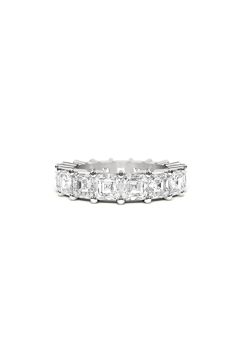 Asscher Cut Lab Created Diamond Eternity Band Ring, Alternate, color, 18K WHITE GOLD