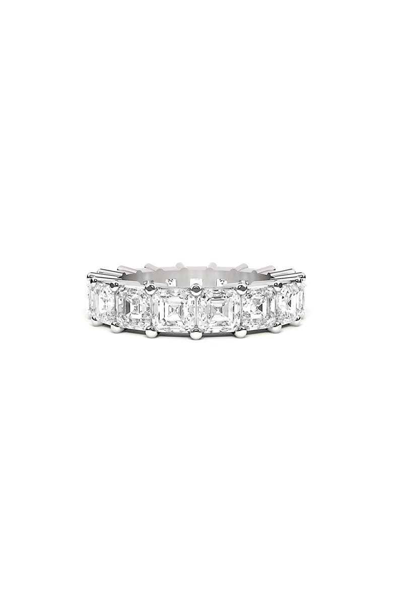 HauteCarat Asscher Cut Lab Created Diamond Eternity Band Ring, Alternate, color, White Gold