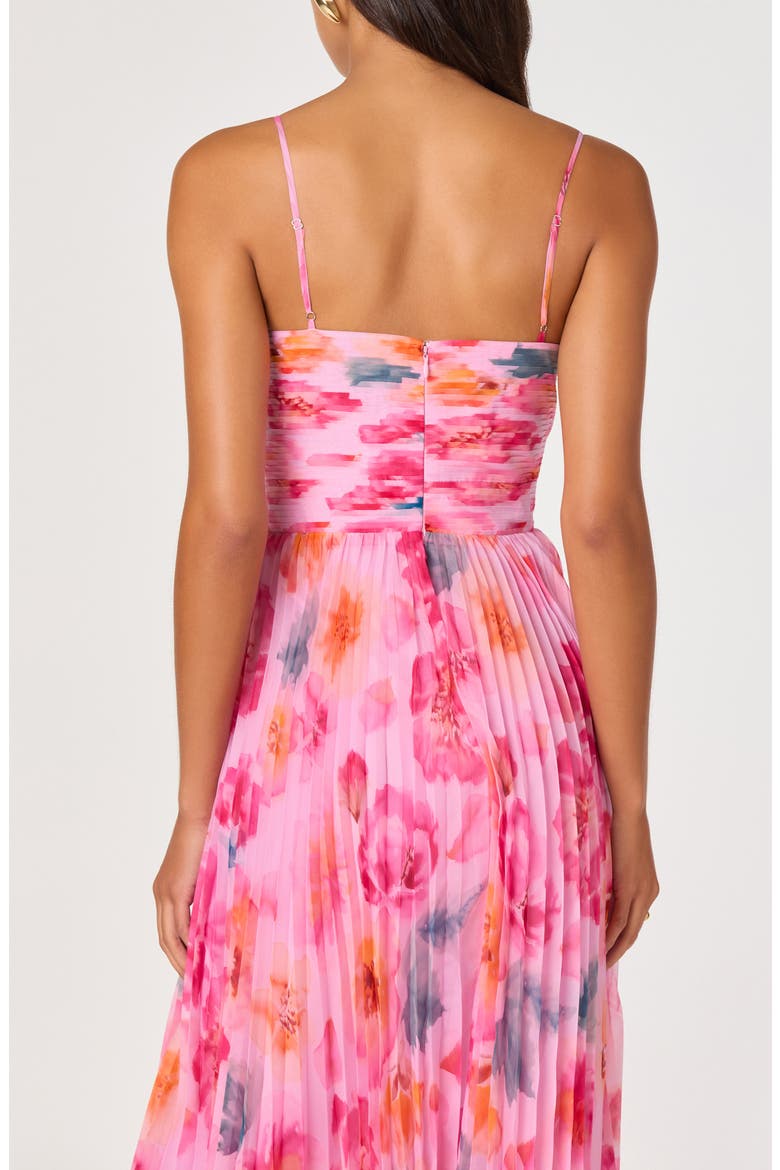 Bayley Floral Print Pleat Party Dress, Alternate, color, PINK MULTI FLORAL