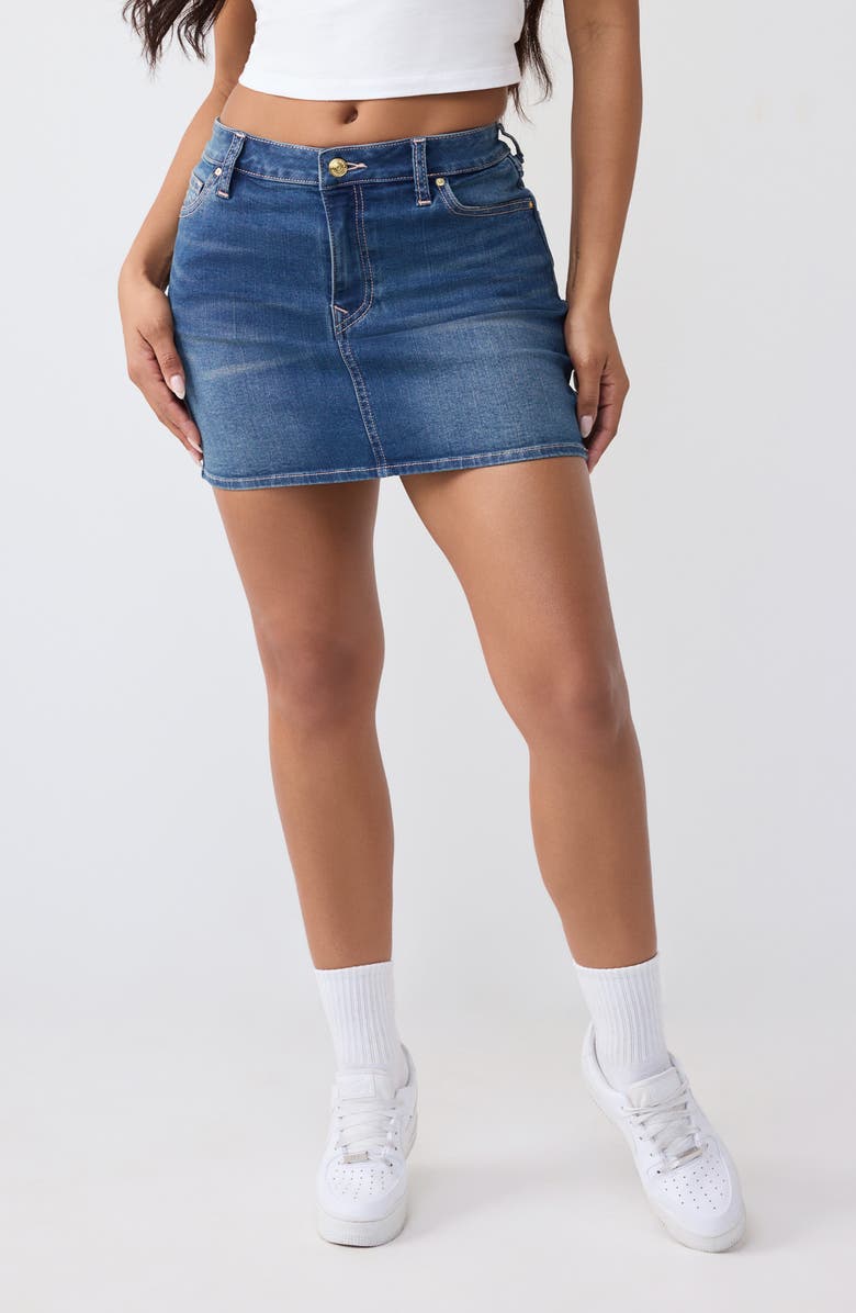 True Religion Denim Miniskirt, Main, color, 