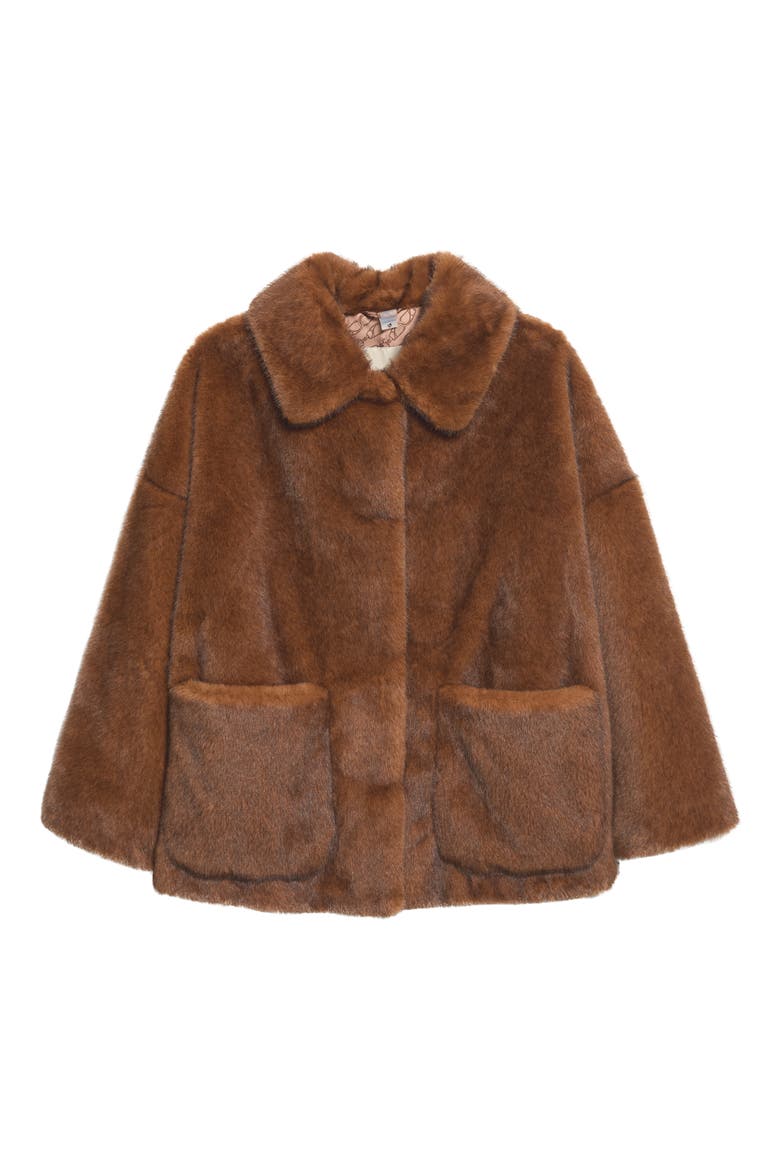 Short Faux Fur Jacket, Main, color, 8800 DARK BROWN