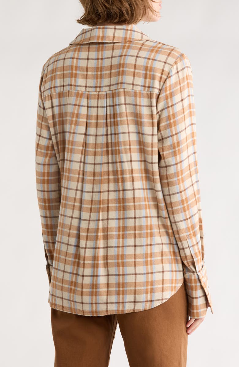 PAIGE Davlyn Plaid Button-Up Shirt, Alternate, color, Pearlescent Beige/ Blue Ice