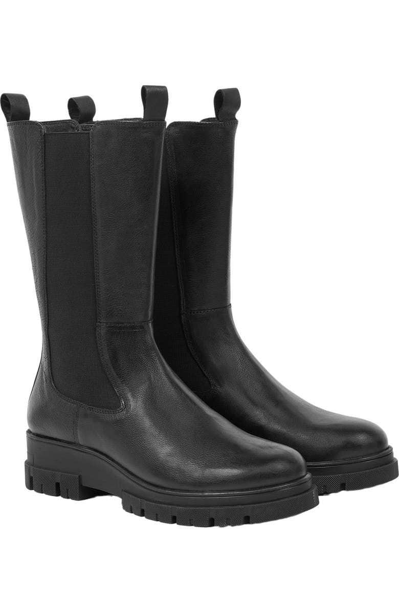 Celtic & Co. Chunky Tall Chelsea Boot, Main, color, Black Leather