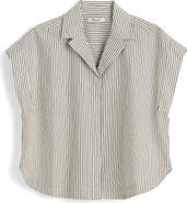 Madewell Notch Collar Stripe Cotton Seersucker Popover Shirt