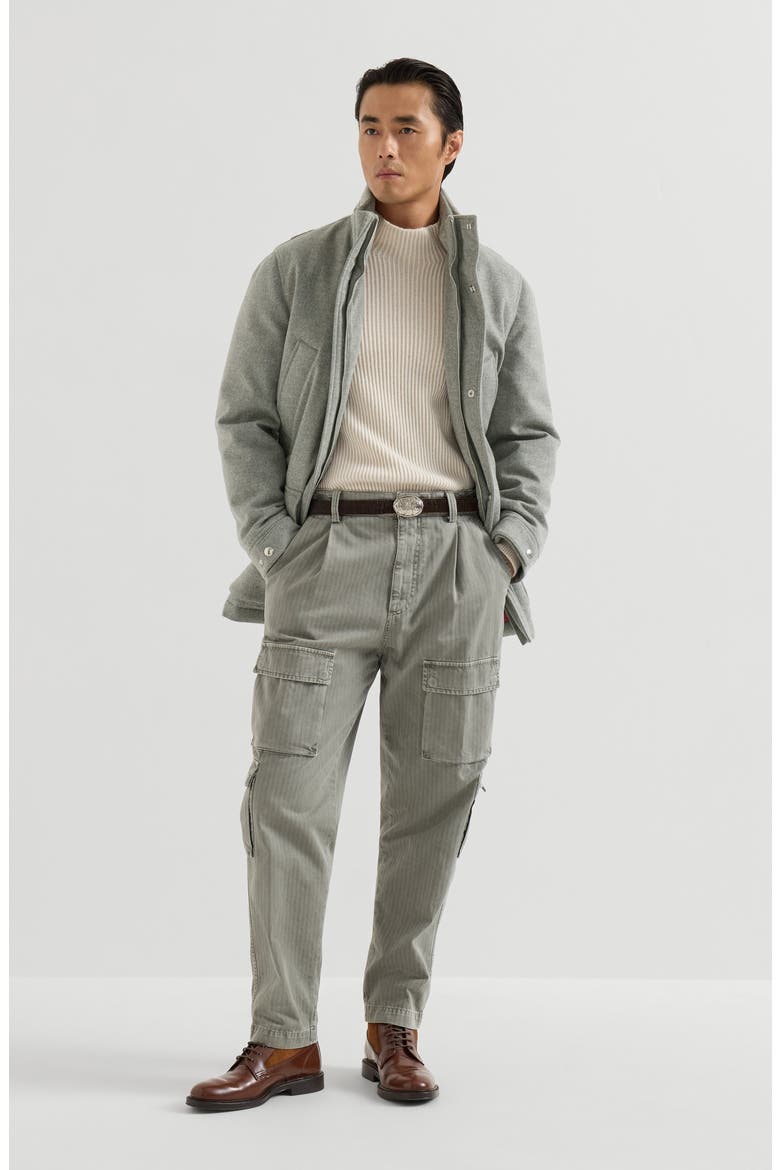 Bonded cashmere beaver cloth parka with Thermore® padding and packable hood, Alternate, color, Pearl Grey