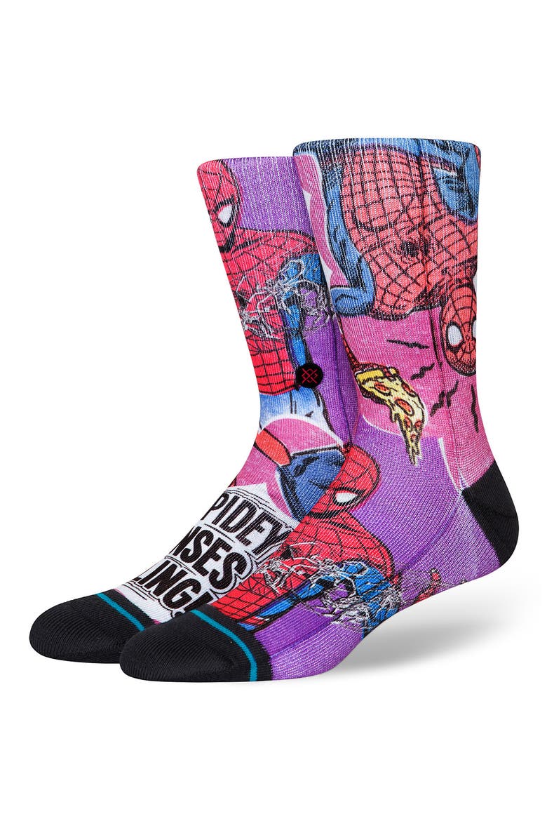 Spidey Senses Crew Socks, Main, color, MAGENTA