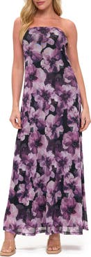 O.L. Printed Strapless Maxi Dress