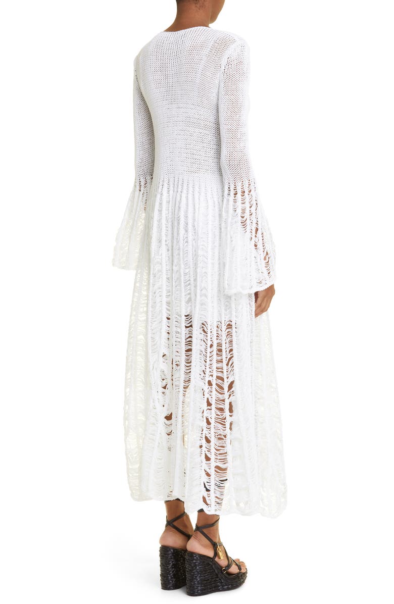 TOM FORD Mixed Stitch Long Sleeve Cotton Maxi Dress, Alternate, color,