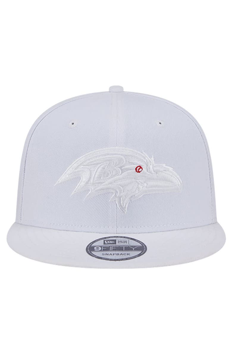 New Era Men's New Era Baltimore Ravens Main White on White 9FIFTY Snapback Hat, Alternate, color, White