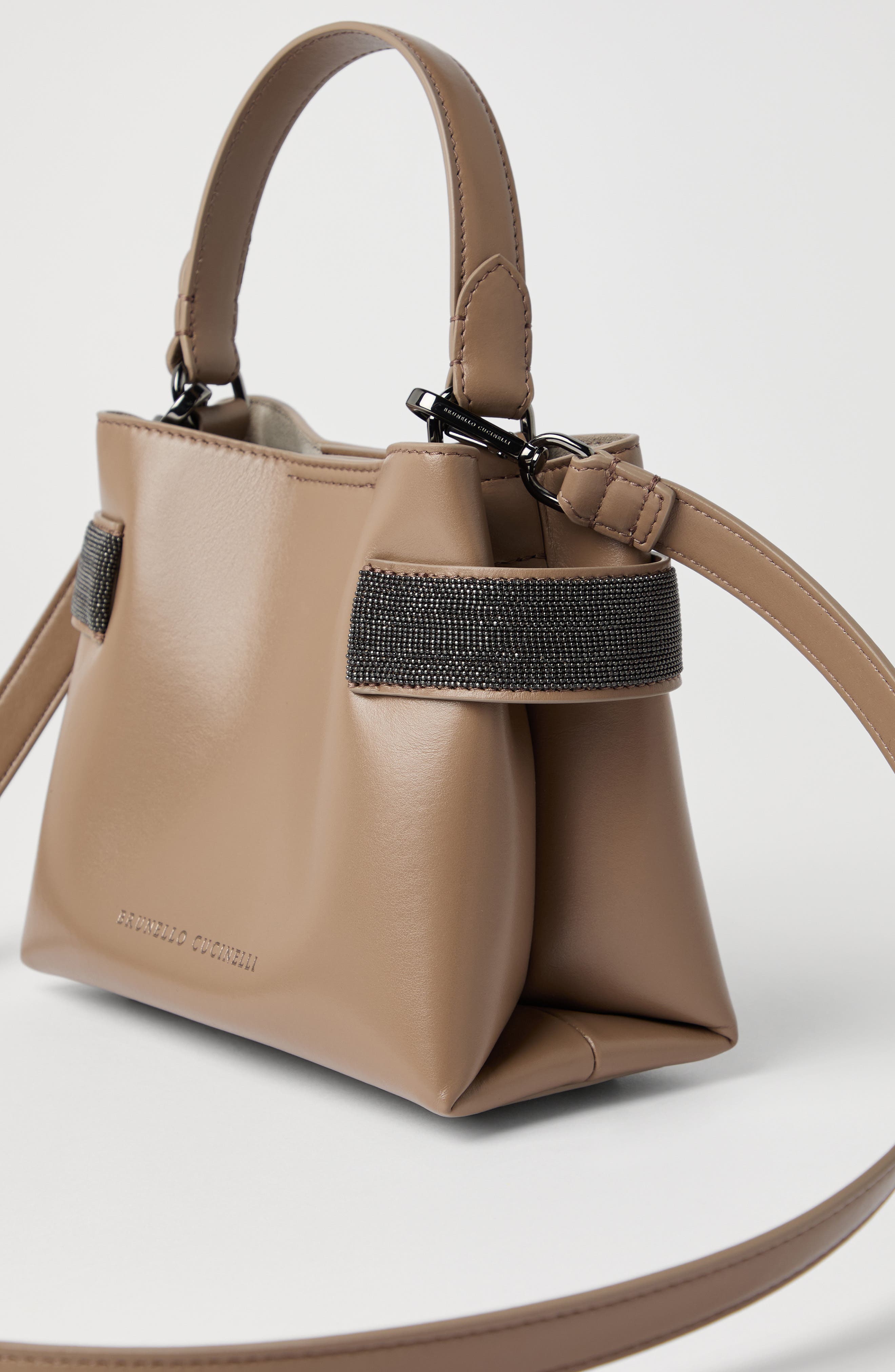 Brunello Cucinelli Small Top-Handle Essence bag, Alternate, color, Hazelnut