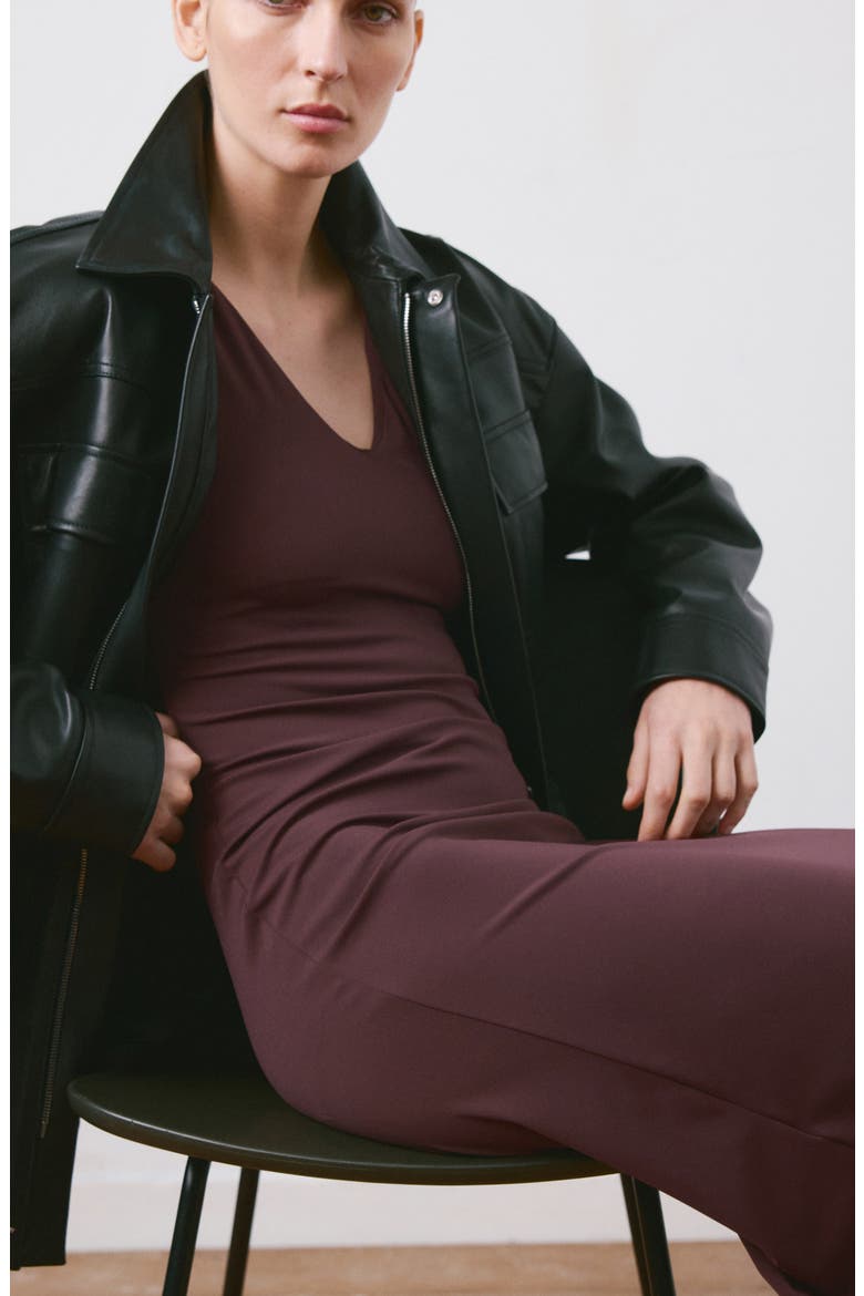 Sleeveless V-Neck Dress, Alternate, color, BURGUNDY