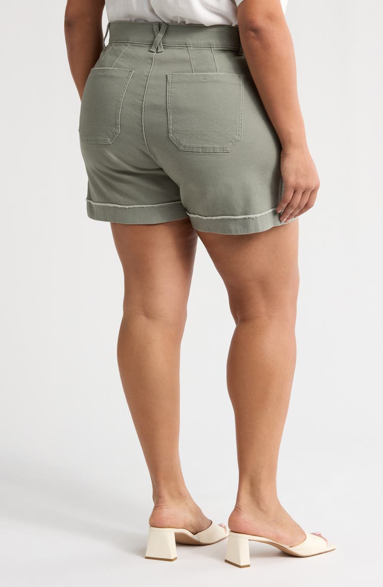Wit & Wisdom 'Ab'Solution Frayed Patch Pocket High Waist Denim Shorts, Alternate, color, Deep Seagrass