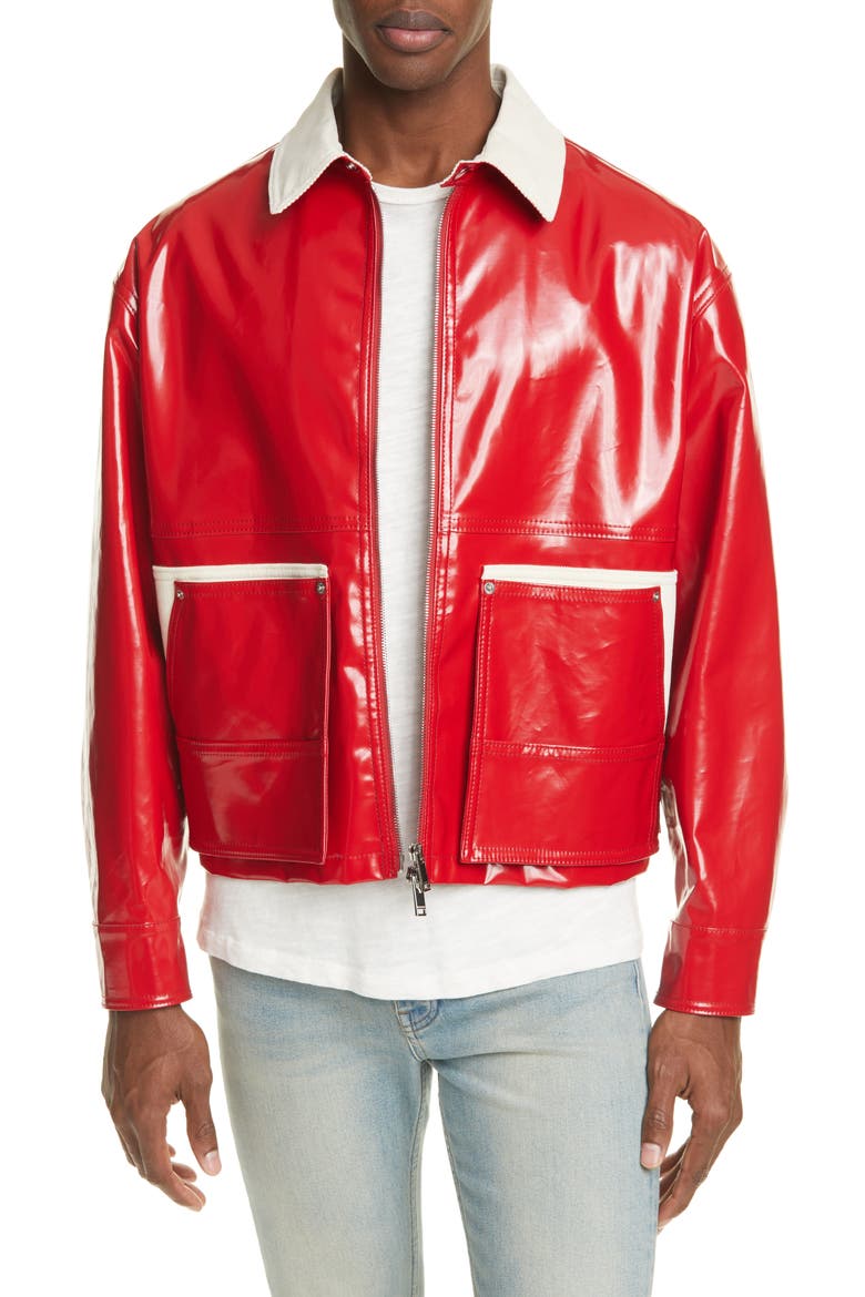 Coated Jacket, Main, color, RED/ WHITE