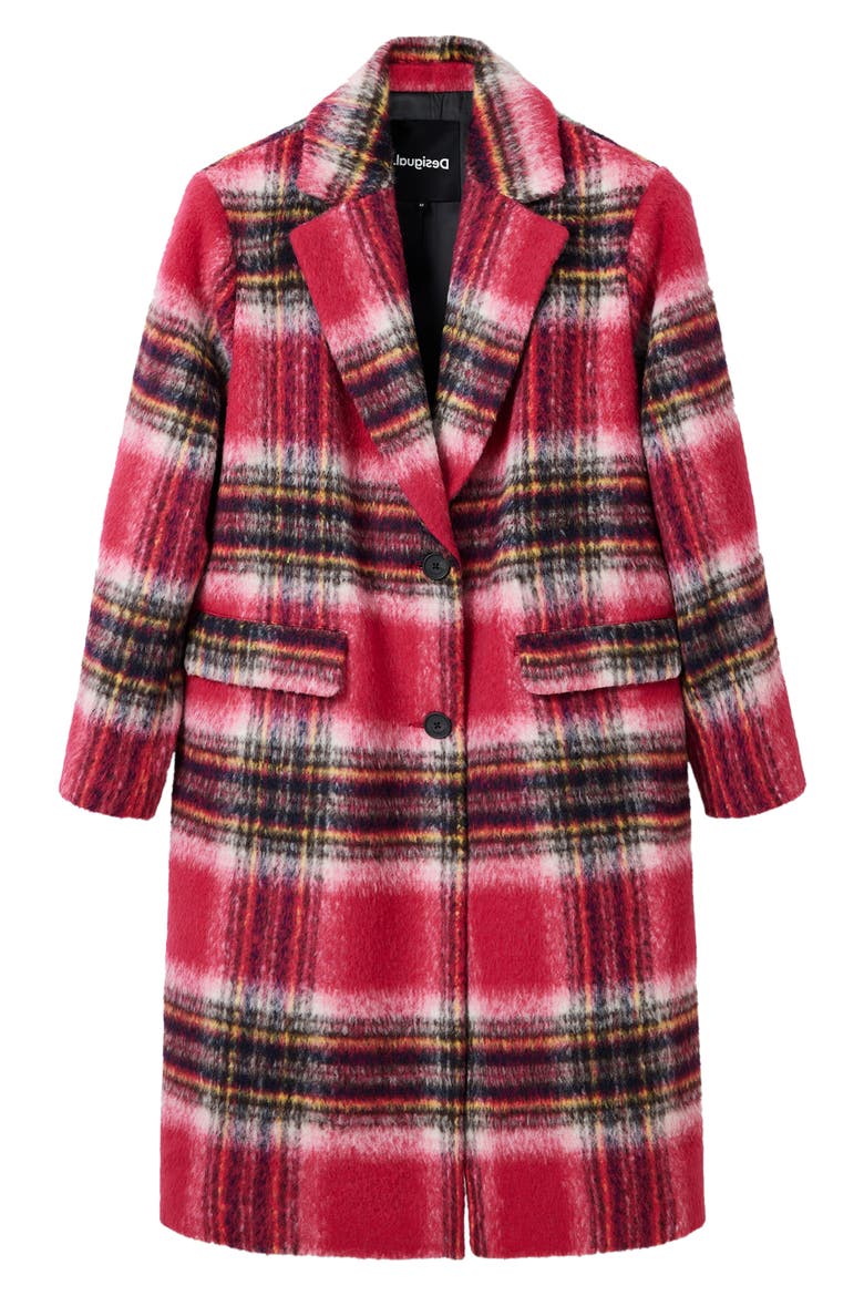 Tommy Plaid Overcoat, Alternate, color, RED